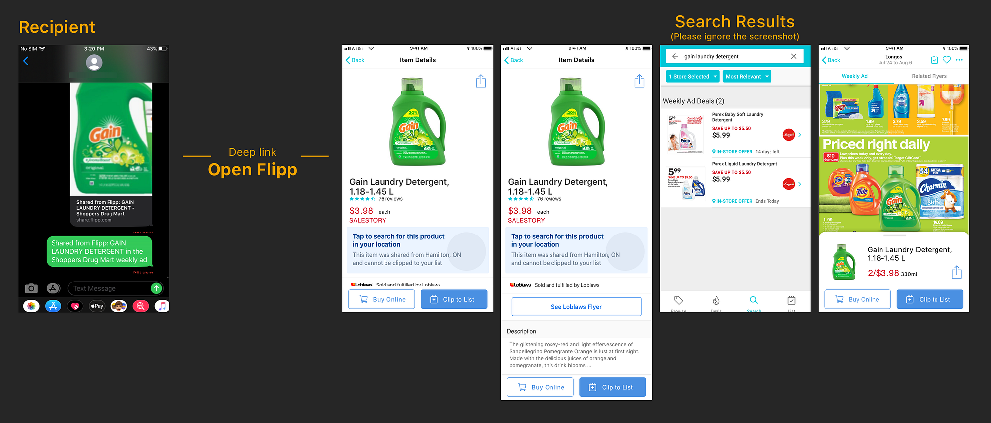 Out-of-area recipient: tap to search for this product in your location, and search results