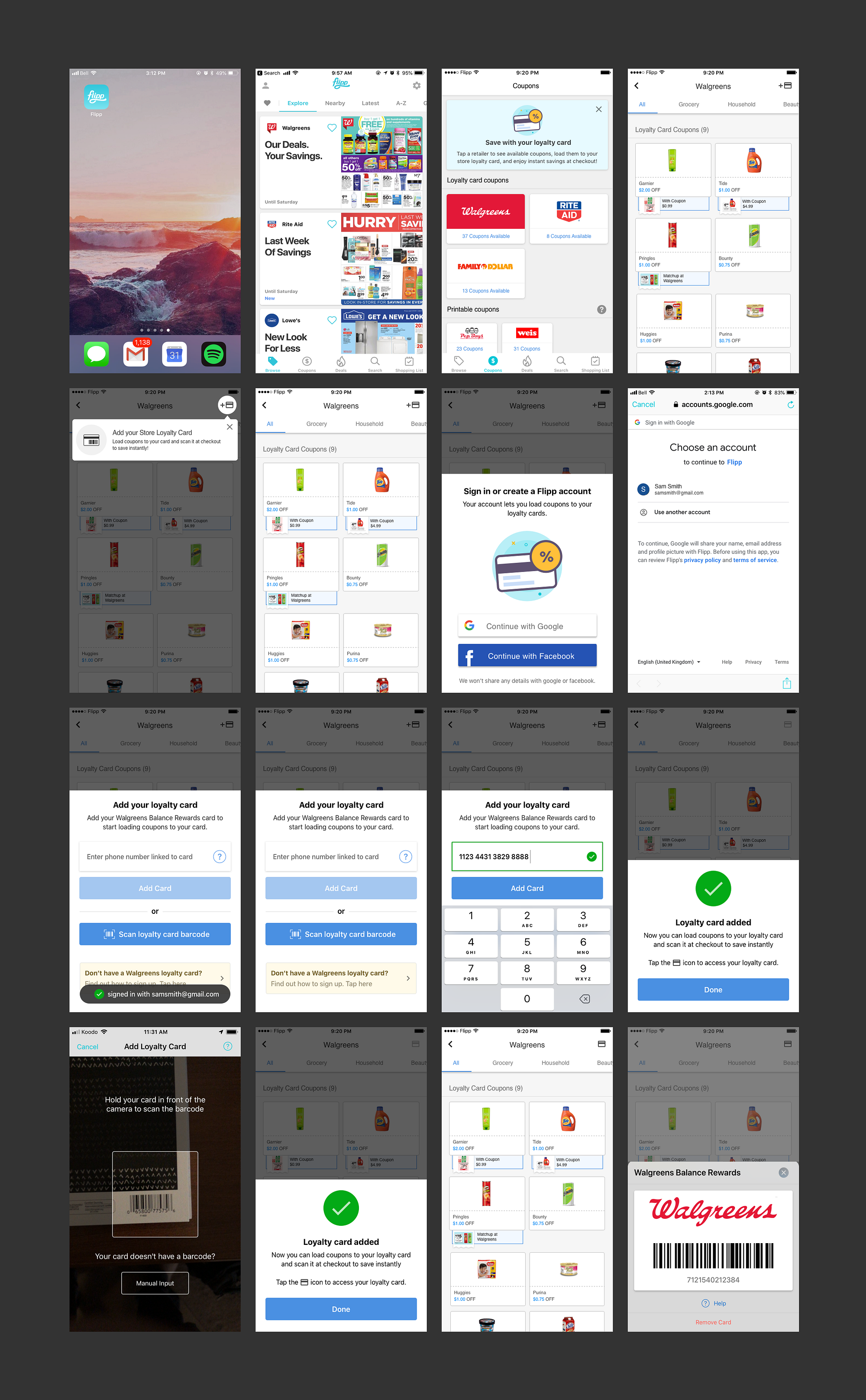 Higher-fidelity explorations of entry points and add-card screens