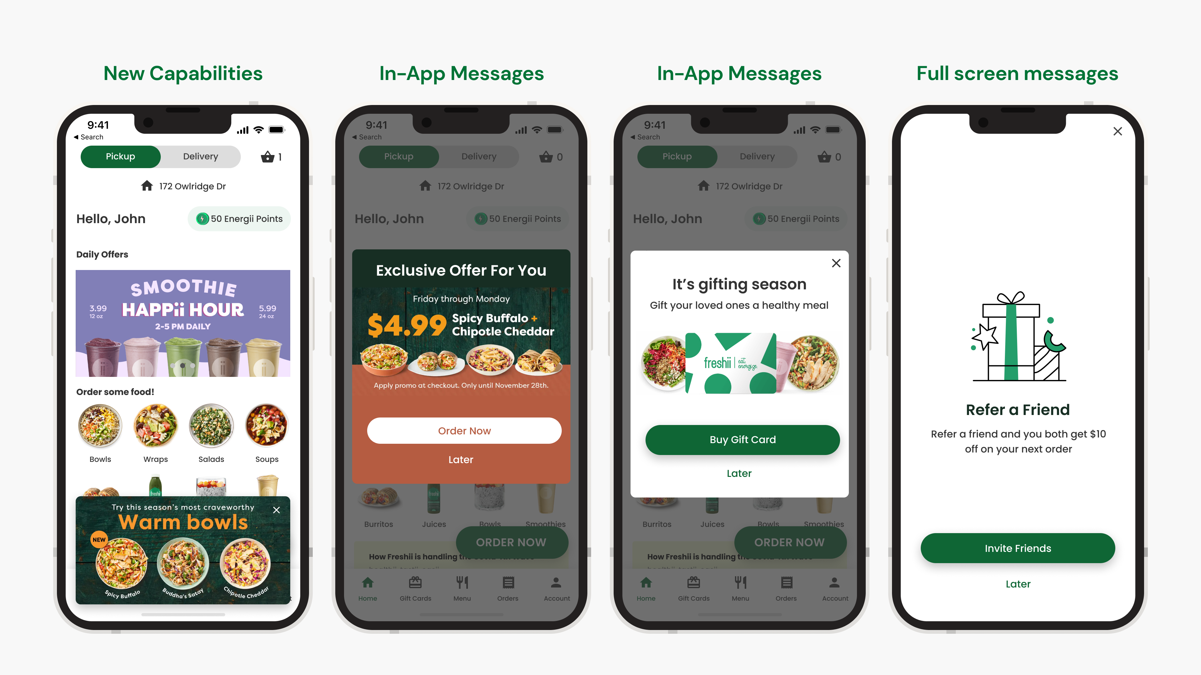New capabilities, in-app messages, and full screen messages