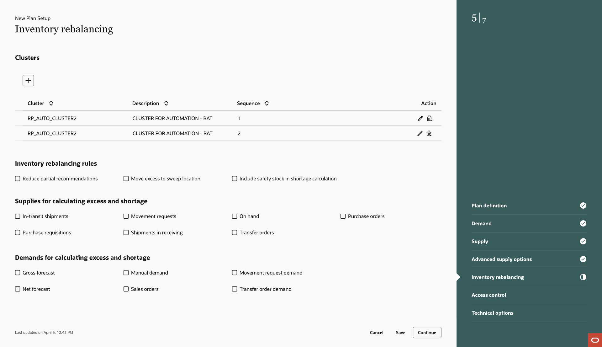 Inventory Rebalancing step, unique to Replenishment Plans